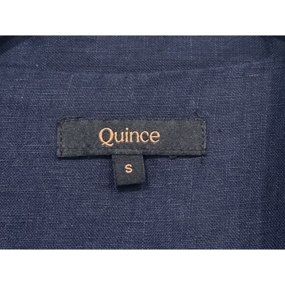 Quince European Linen Button Front Midi Dress Women’s Size Small Navy Blue READ - Picture 4 of 7